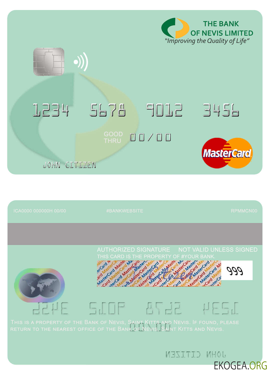 Carte Mastercard de la Banque de Nevis de Saint Kitts et Nevis